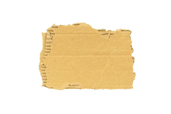 Piece Corrugated Cardboard Torn Isolated White Background Cardboard Texture Torn — Stock Photo, Image