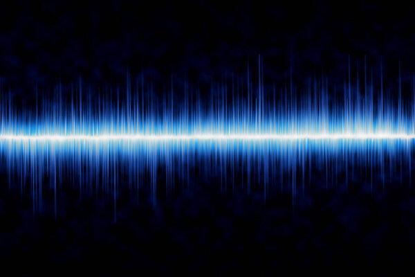 abstract digital sound wave on black background. blue sound waves