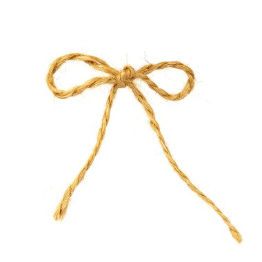 string or twine tied into a bow isolated on white background
