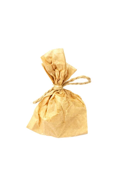 Kraft Paper Bag Isolated White Background Eco Packaging — Fotografia de Stock