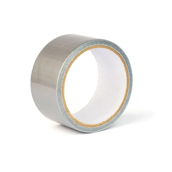 Roll Metal Adhesive Tape White Background — Zdjęcie stockowe
