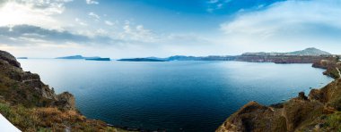Santorini Adası, Yunanistan. Güzel yaz manzarası, deniz manzarası.