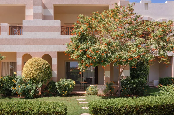 Villa de vacaciones de lujo con granito y palmera en Egipto — Foto de Stock