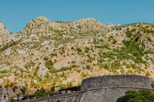 Panorama Zatoki Kotorskiej Twierdzy Czarnogóra Kotor Montenegro Ruiny Twierdzy Kotorze — Zdjęcie stockowe