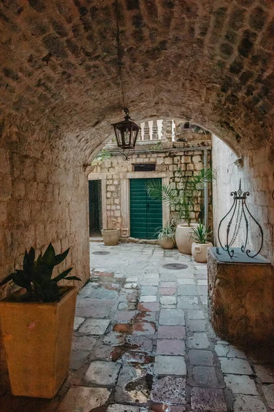 Ancient Europian Architecture Street Old Town Italy Montenegro Greece Etc — стоковое фото