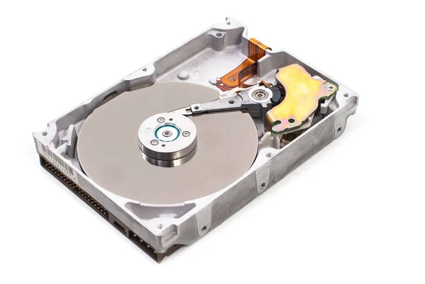 Real Open Hard Drive Isolated White Background — Stock Photo, Image