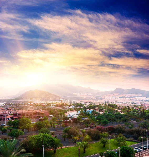 Sunset Tenerife Island Spain Tourist Resort — Stockfoto