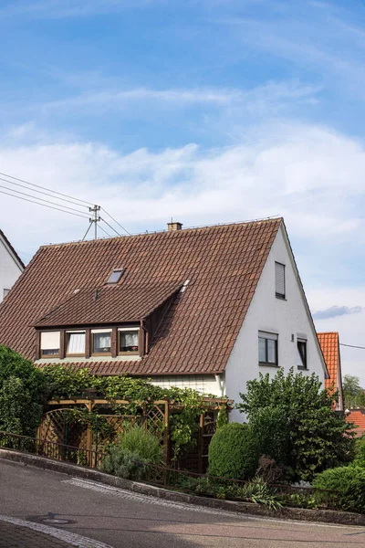 Traditionelles Kleines Haus Mit Schöner Außenfassade Deutschland Deutsche Alte Backsteinbauten — Stockfoto