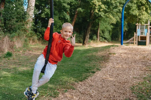 Funny Cute Happy Baby Playing Playground Emotion Happiness Fun Joy — Stock Photo, Image