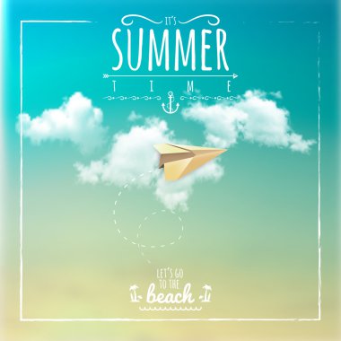 Summer Label with Paper Plane clipart