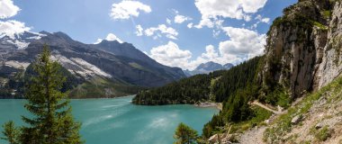 panorama above oeschinen lake alps switzerland