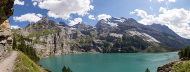 panorama above oeschinen lake alps switzerland