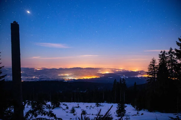 starry night sky above bavarian forest