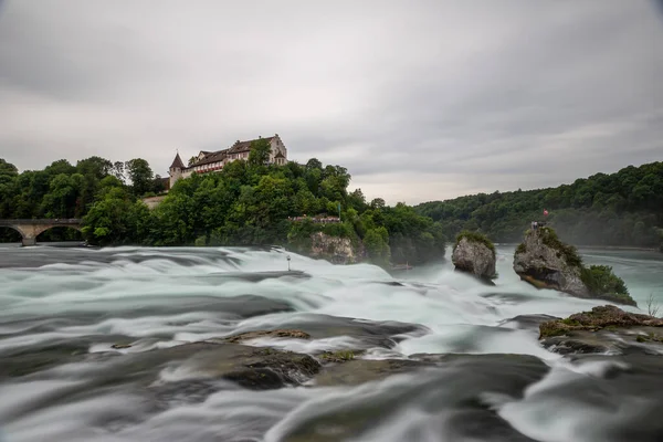 Rhine Falls Waterfall Neuhausen Switzerland View Laufen Castle — Fotografia de Stock