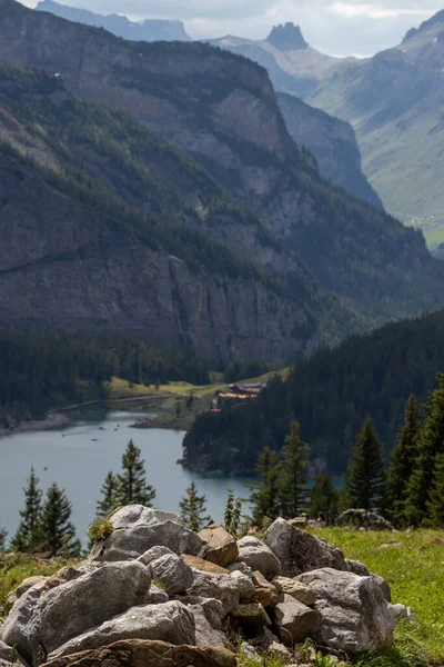 Stone Formation Oeschinen Lake Alps Switzerland — Zdjęcie stockowe