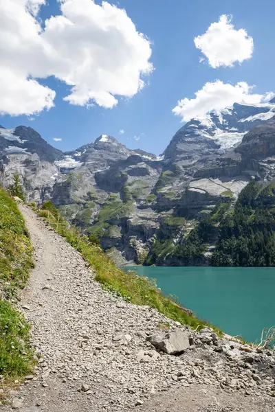 Trail Oeschinen Lake Alps Switzerland — Zdjęcie stockowe