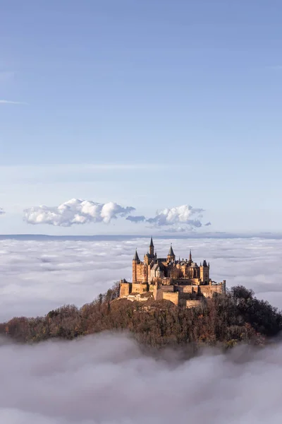 Hohenzollern Castle Clouds Fog — Fotografia de Stock
