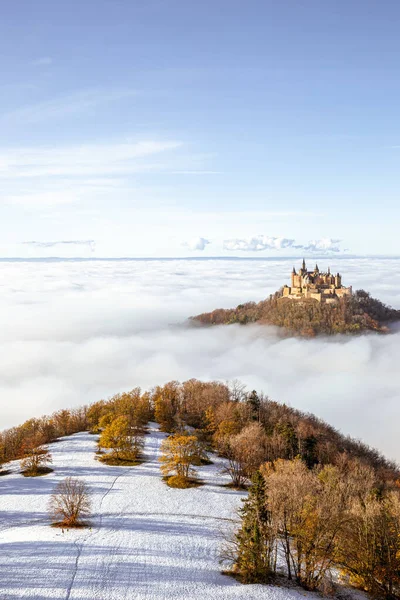 Hohenzollern Castle Clouds Fog — Fotografia de Stock