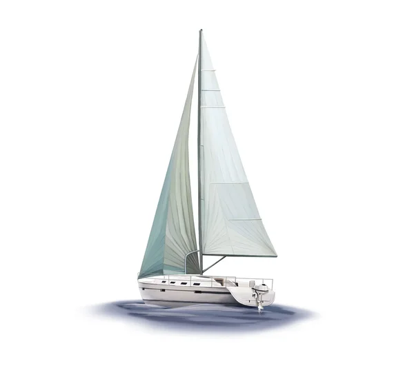 Sailing yacht race, Isolated on white — Stock Photo, Image