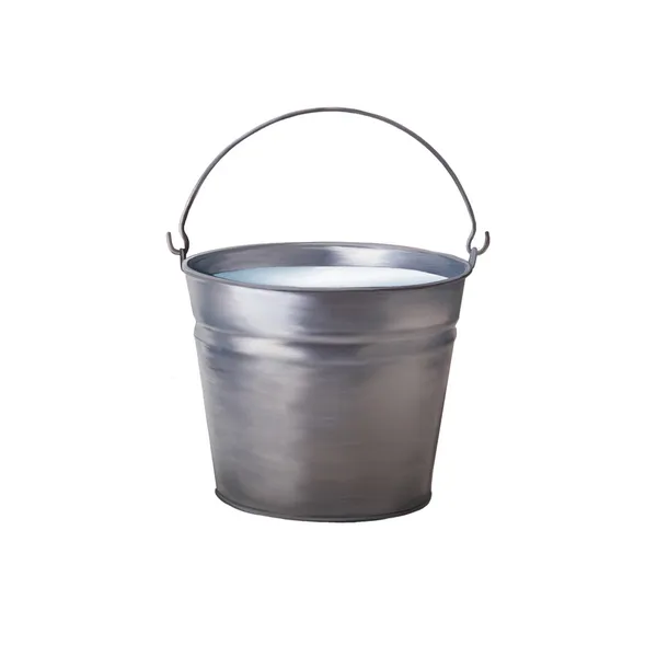 Metallic bucket with milk isolated on white background — Stock Photo, Image