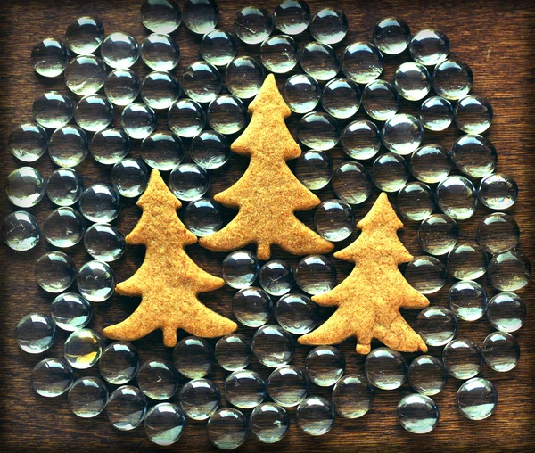 Biscuits au pain d'épice sapin de Noël — Photo