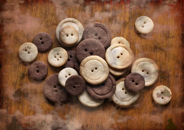 Sugar cookies in shape of buttons — Stock Photo, Image
