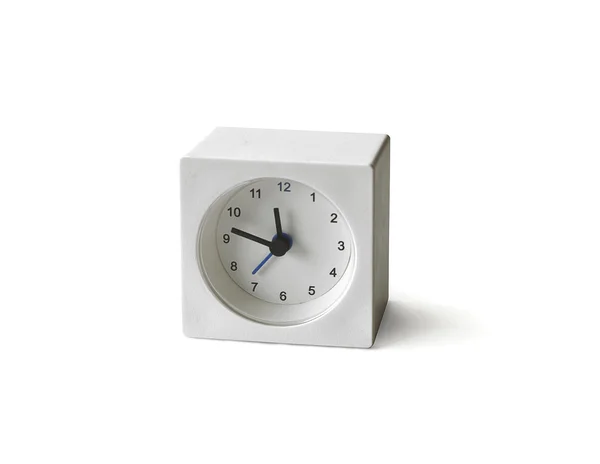 Reloj despertador cuadrado blanco — Foto de Stock