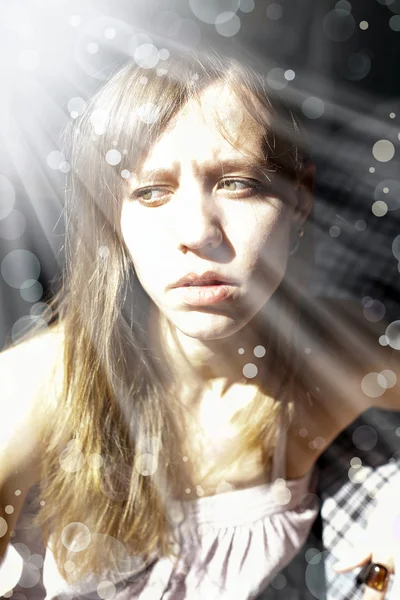 Attractive Caucasian woman looking sad — Stock Photo, Image