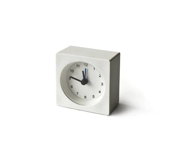 Reloj despertador cuadrado blanco Imágenes de stock libres de derechos