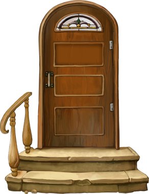 Vector illustration of Old wooden door clipart