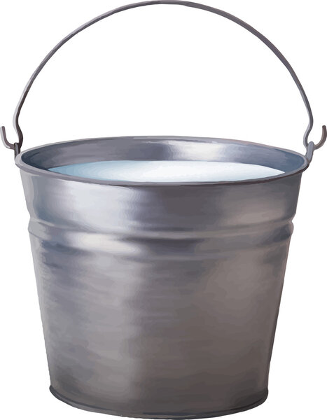 Vector illustration of Metallic bucket with milk