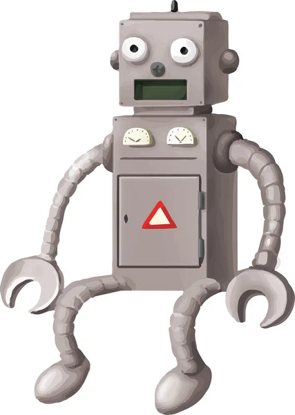 Vector illustration of funny robot sitting — Stock Vector