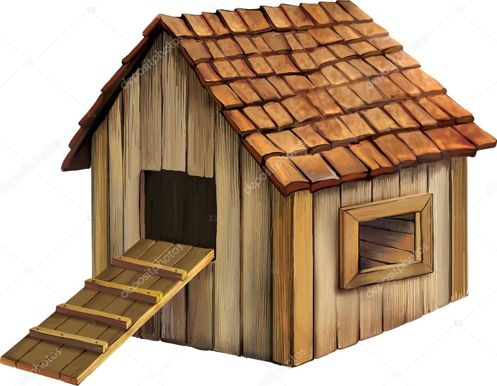 Vector illustration of old hen house