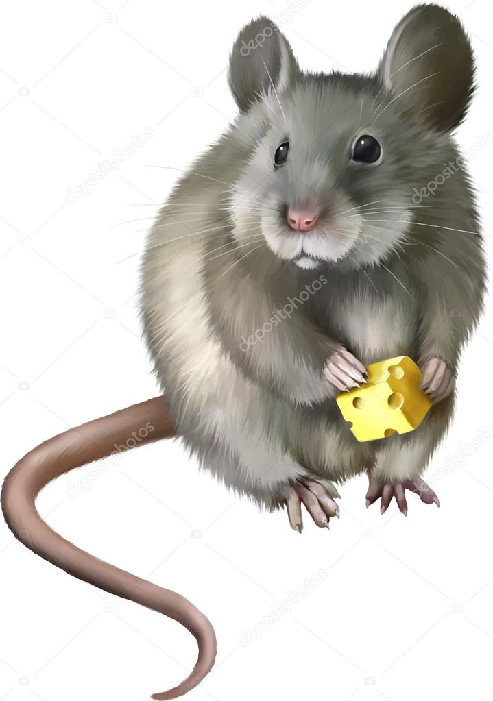 House mouse eating piece of cheese
