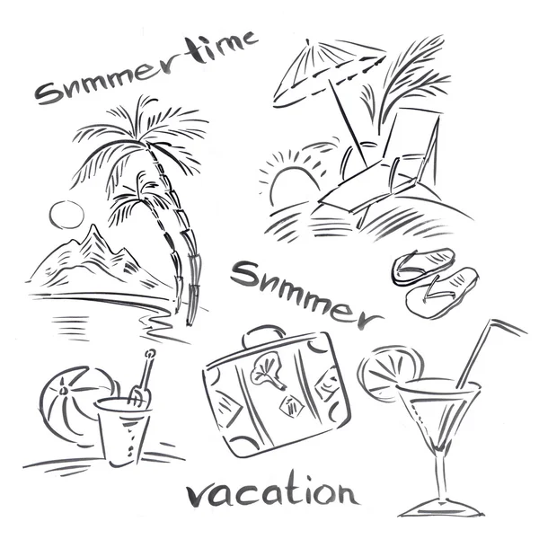 Black and white illustration of traveling themes — Stock Photo, Image