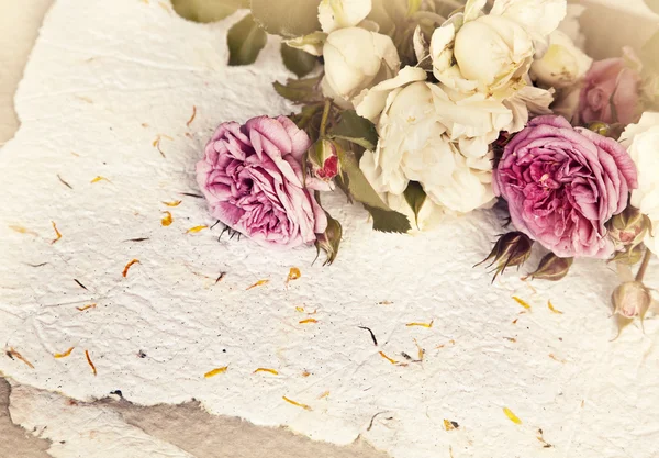 Pink roses and handmade paper — Stock Photo, Image