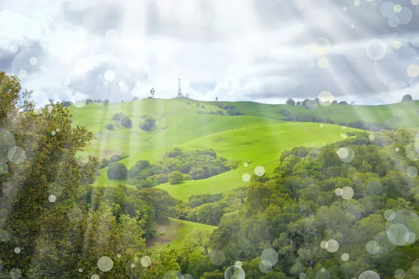 Zomer landschap met bewolkte lucht — Stockfoto