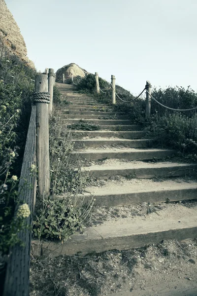 Wooden stairway in mountains — Stock Photo, Image