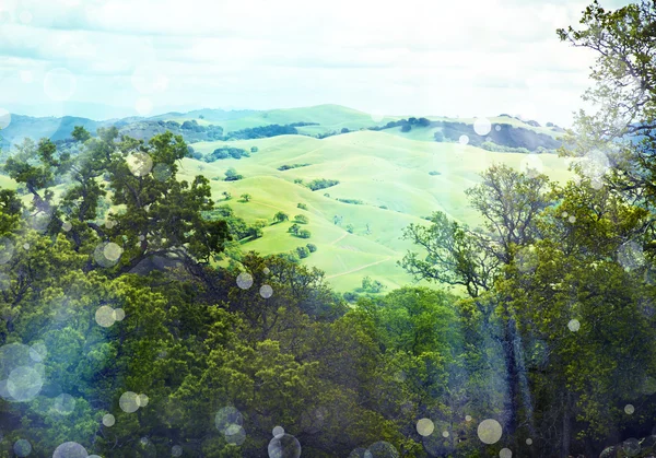 Zomer landschap met bewolkte lucht — Stockfoto