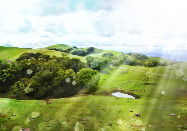 Paisaje de verano con cielo nublado — Foto de Stock