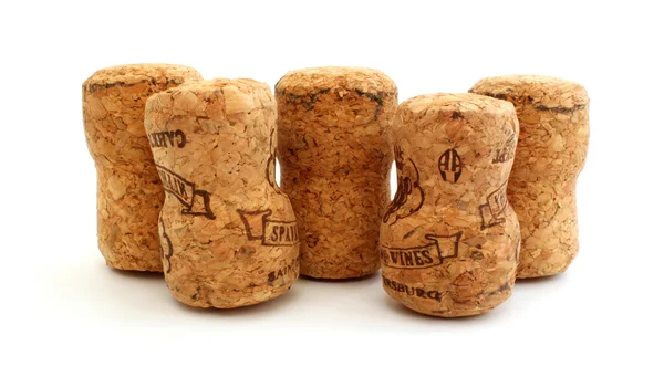 Row of corks of champagne — Stock Photo, Image