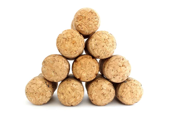 Pyramid of champagne corks — Stock Photo, Image
