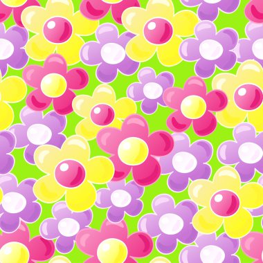 karikatür çiçekler ile Seamless Modeli