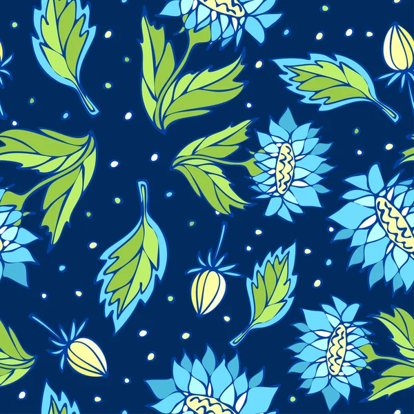 Бесшовный цветочный узор с голубыми цветами — стоковый вектор