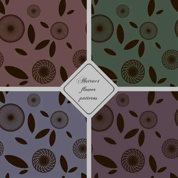 Abstracte bloemen patronen set — Stockvector