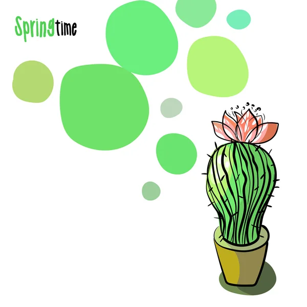 Illustration avec cactus en fleurs — Image vectorielle