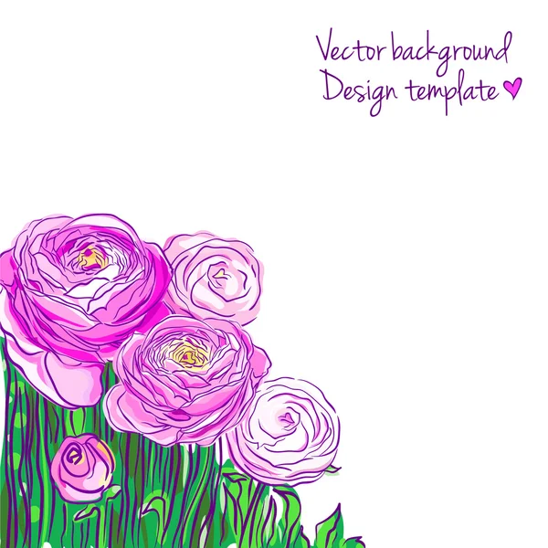 Illustration avec ranunculus en fleurs — Image vectorielle