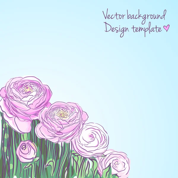Illustrationen med blommande ranunculus — Stock vektor