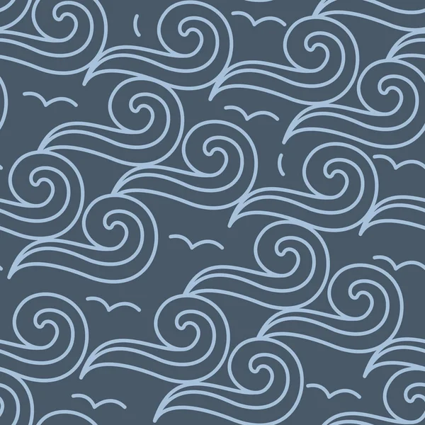Vektor nahtloses Muster mit abstrakten Wellen von Wolken Bewölkter Himmel — Stockvektor