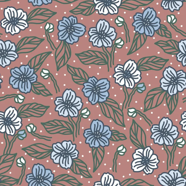 Diseño de patrón sin costura vectorial con flores en flor — Archivo Imágenes Vectoriales